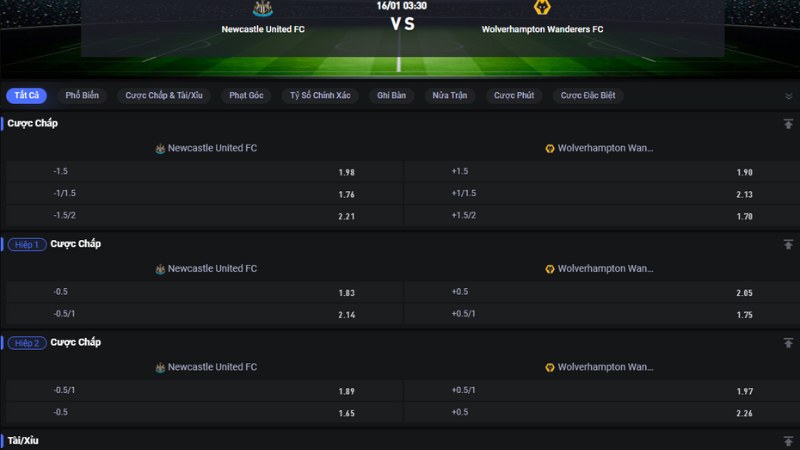 Newcastle vs Wolves