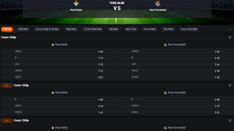 Real Betis vs Real Sociedad